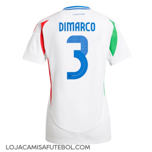 Camisa de Futebol Itália Federico Dimarco #3 Equipamento Secundário Mulheres Europeu 2024 Manga Curta